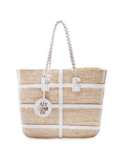 Shop Altuzarra Women's Watermill Straw & Leather Tote Bag In Natural White