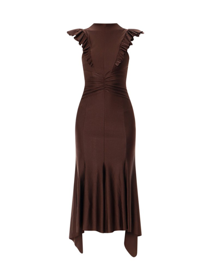 Shop Philosophy Di Lorenzo Serafini Ruched Detailed Midi Dress In Brown