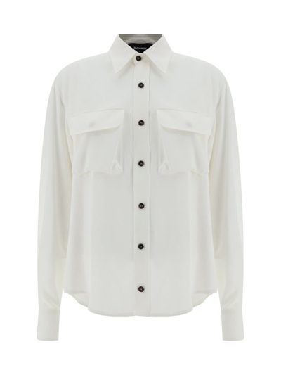 Shop Dsquared2 Buttoned Curved Hem Shirt In White