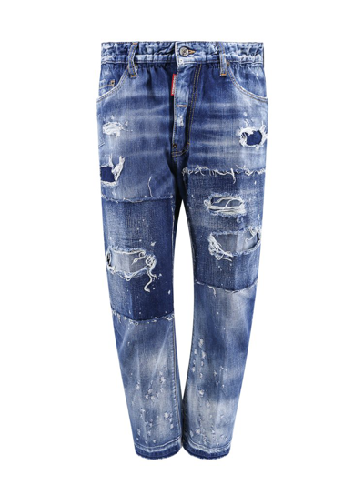 Shop Dsquared2 Straight Leg Distressed Jeans In Blue