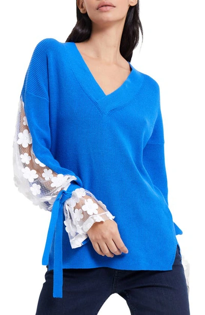 Shop French Connection Caballo Sweater In Nebulas Blue/ White
