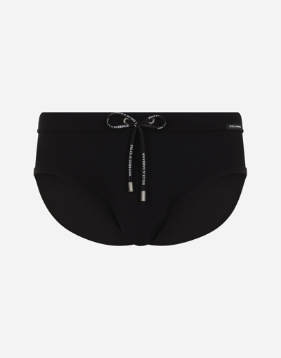 Shop Dolce & Gabbana Swim Briefs With Dolce&gabbana Label In Black