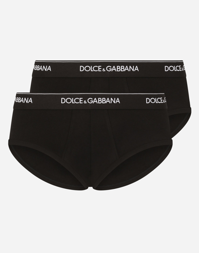 Dolce & Gabbana Elasticated Waistband Ribbed Briefs In Black