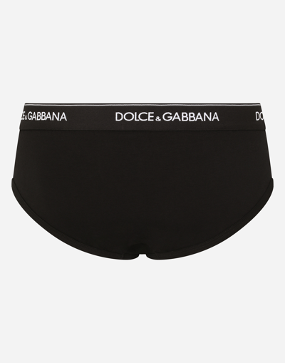 Dolce & Gabbana Elasticated Waistband Ribbed Briefs In Black