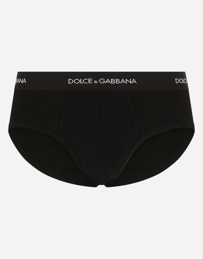 Dolce & Gabbana Pack Containing Two Brando Briefs Of The Same Color In Black
