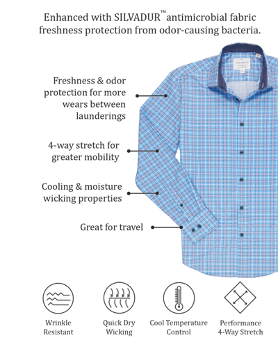 Shop Construct Men's Slim-fit Performance Stretch Medallion Dress Shirt In White,blue