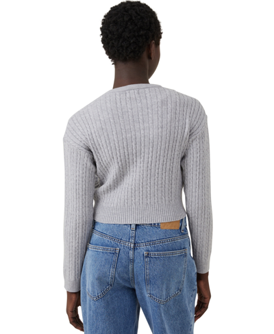Shop Cotton On Women's Everfine Cable Crew Neck Pullover Sweater In Gray Shadow Marle