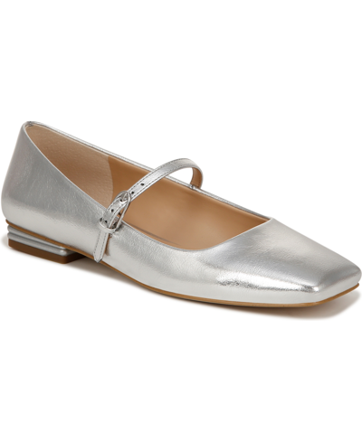 Shop Franco Sarto Women's Tinsley Square Toe Mary Jane Flats In Silver Faux Leather