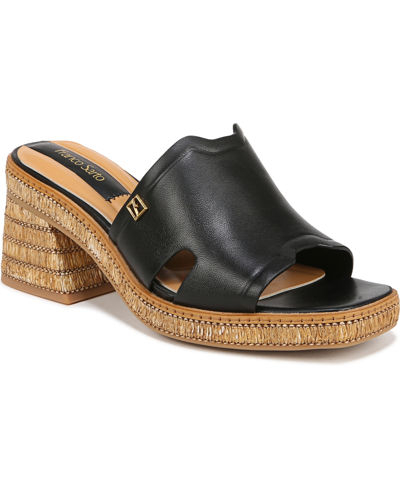 Shop Franco Sarto Women's Florence Block Heel Slide Sandals In Black Leather