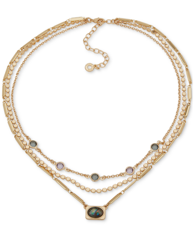 Shop Anne Klein Gold-tone Color Stone Layered Pendant Necklace, 16" + 3" Extender In Multi