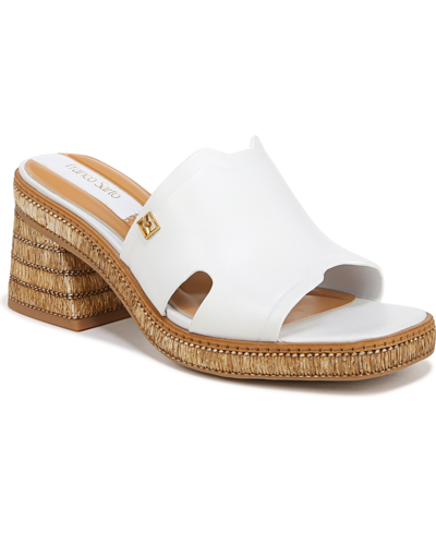 Shop Franco Sarto Women's Florence Block Heel Slide Sandals In White Leather