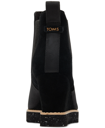 Shop Toms Women's Maddie Water-resistant Wedge Lug Sole Booties In Water Resistant Black Leather,suede