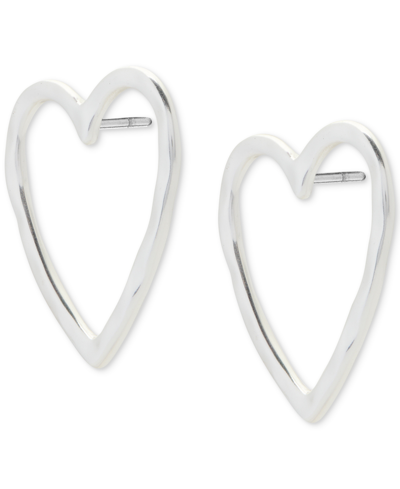 Shop Lucky Brand Silver-tone Open Heart Stud Earrings