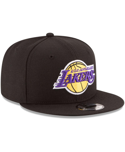 New Era Black Los Angeles Lakers Official Team Color 9fifty Adjustable Snapback Hat In Black