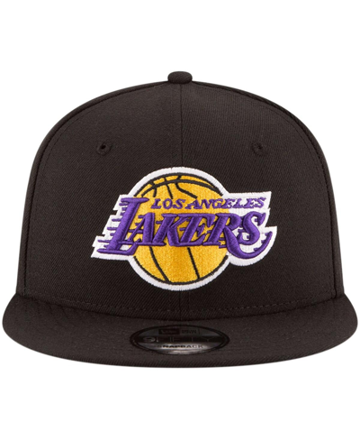 New Era Black Los Angeles Lakers Official Team Color 9fifty Adjustable Snapback Hat In Black