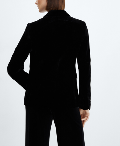 Shop Mango Women's Velvet Structured Blazer In Black