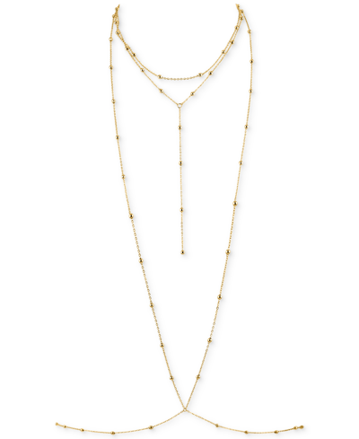 Oma The Label 18k Gold-plated Dainty Bead Layered Body Chain In Gold