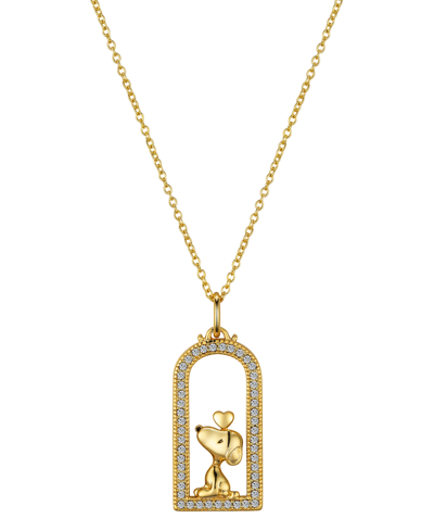 Shop Peanuts Unwritten  14k Gold Flash-plated Cubic Zirconia Snoopy Pendant Necklace