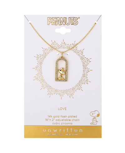Shop Peanuts Unwritten  14k Gold Flash-plated Cubic Zirconia Snoopy Pendant Necklace