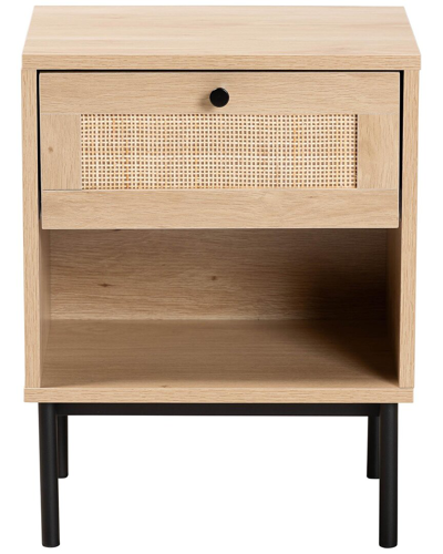 Shop Baxton Studio Sherwin Mid-century Modern 1-drawer End Table With Woven Rattan Accent