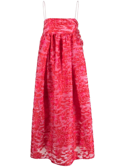 Shop Cecilie Bahnsen Red Vilma Bow Detailed Dress In Pink