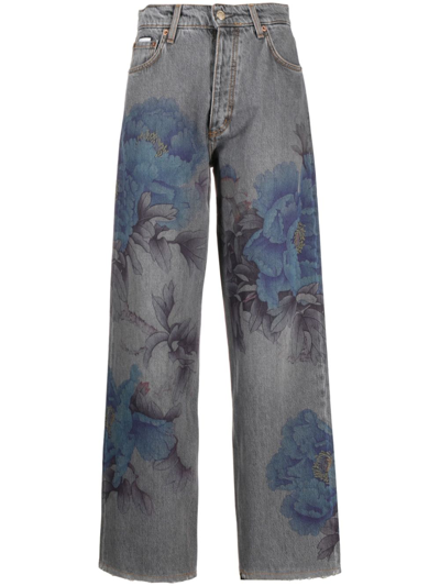 Shop Eytys Grey Benz Oasis Floral Print Jeans
