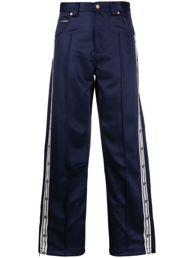 Shop Eytys Titan Tape Wide-leg Trousers - Unisex - Polyester In Blue