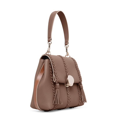 Shop Chloé Penelope Small Taupe Leather Bag