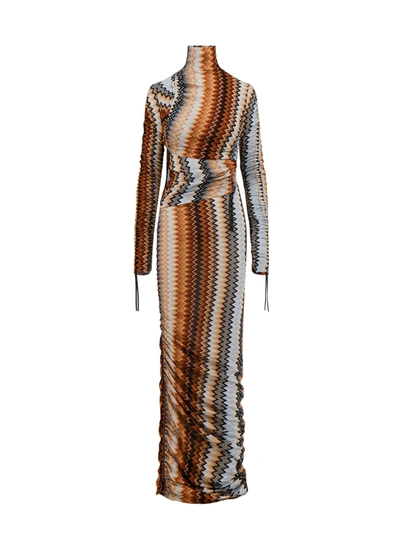 Shop Missoni Long Dress With Iconic Pattern And Lurex Effect