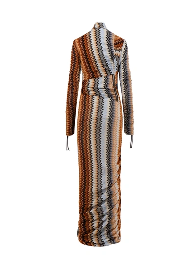 Shop Missoni Long Dress With Iconic Pattern And Lurex Effect