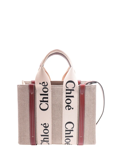 Shop Chloé Woody Small Linen And Leather Handbag.  This Bag Is Made With Lower Environmental Impact Material
