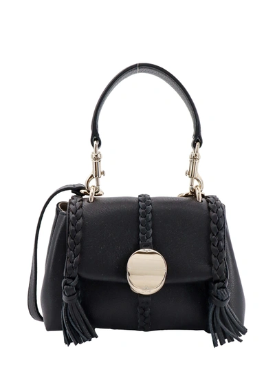 Shop Chloé Leather Handbag With Metal Logoed Detail