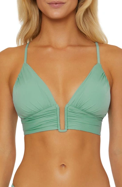 Shop Becca Colorcode U-wire Shirred Bikini Top In Mineral
