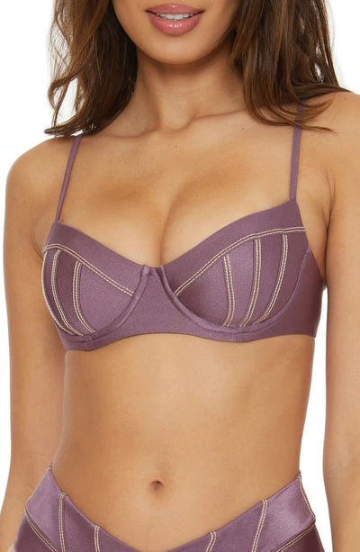 Shop Becca Color Sheen Underwire Bikini Top In Fig