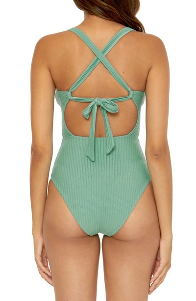 Shop Becca Line In The Sand One-piece Swimsuit In Mineral