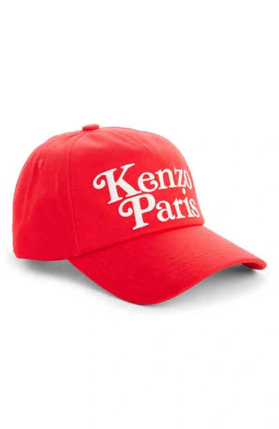 Shop Kenzo Embroidered Logo Cotton Twill Baseball Cap In Medium Red