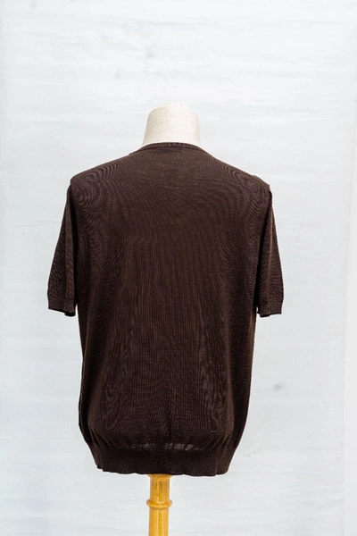 Pre-owned Prada Brown Knit Wool Short Sleeve Crew Neck Top