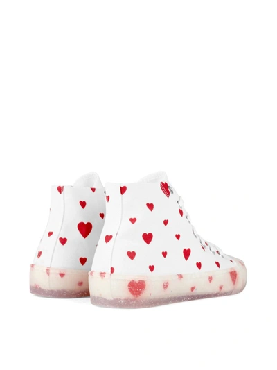 Shop Moschino Heart Logo High-top Sneakers In White