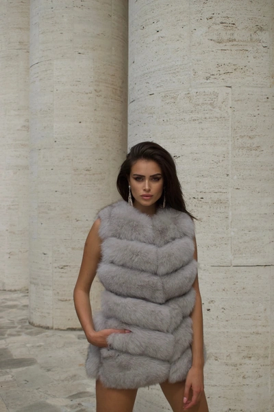 Wanan Touch Roxanne Dark Grey Fox Fur Vest