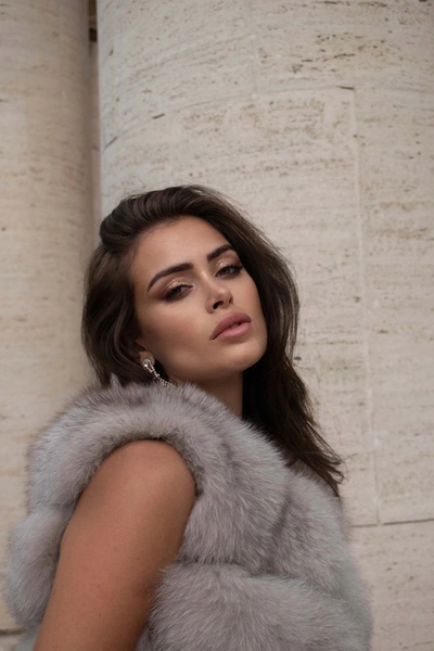 Wanan Touch Roxanne Dark Grey Fox Fur Vest