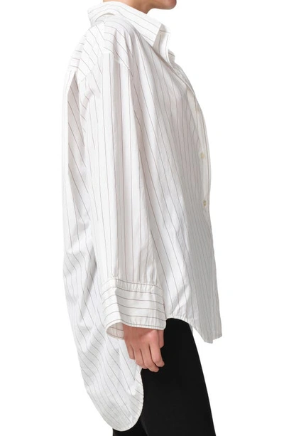 Shop Citizens Of Humanity Cocoon Stripe Button-up Shirt In Bitter Chocolate Stripe