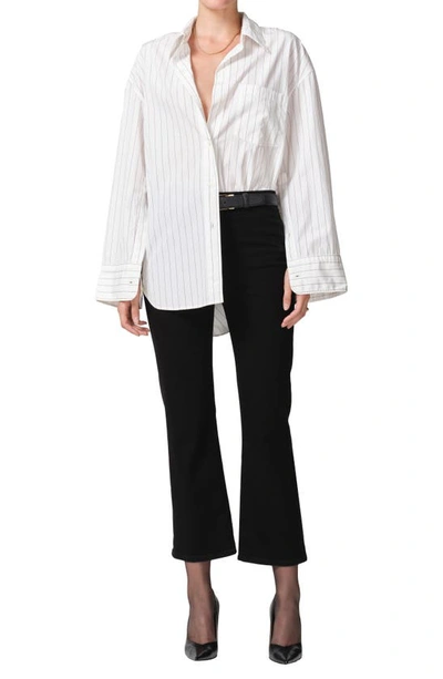 Shop Citizens Of Humanity Cocoon Stripe Button-up Shirt In Bitter Chocolate Stripe