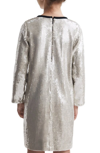 Shop Reiss Kids' Leon Sequin Dress In Silver