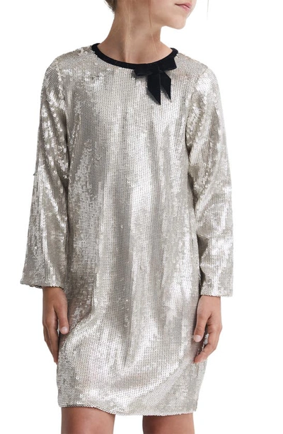 Shop Reiss Kids' Leon Sequin Dress In Silver