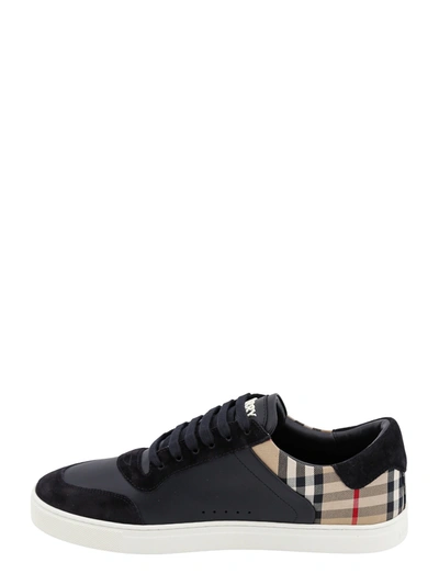 Shop Burberry Leather And Suede Sneakers