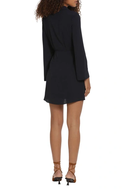 Shop Donna Morgan For Maggy Ruffle Detail Long Sleeve Minidress In Navy Blazer