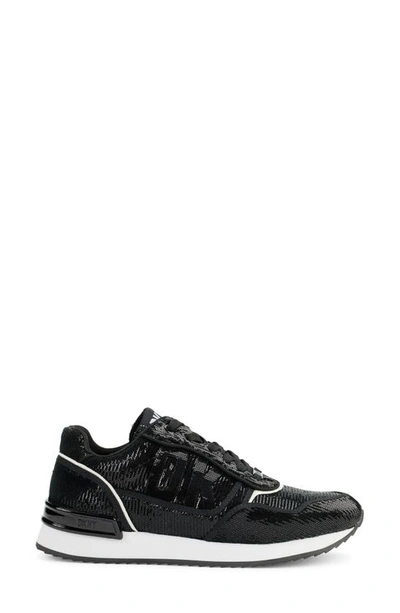 Shop Dkny Mabyn Sequin Sneaker In Black/ White