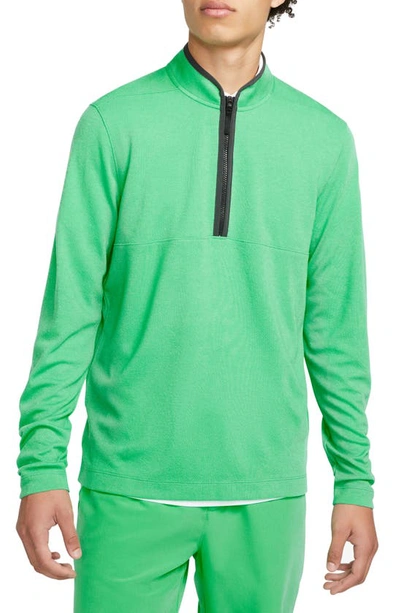 Shop Nike Dri-fit Victory Half Zip Golf Pullover In Spring Green/ Grey/ Black