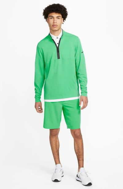 Shop Nike Dri-fit Victory Half Zip Golf Pullover In Spring Green/ Grey/ Black