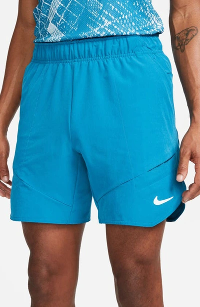Shop Nike Court Dri-fit Advantage 7" Tennis Shorts In Green Abyss/ White
